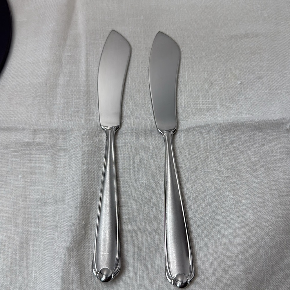 Mikasa Classico Satin Frosted Stainless Flat Handle Butter Spreaders Lot of 2